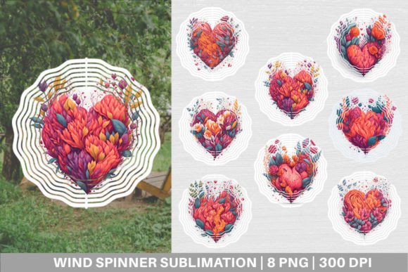 Download Wind Spinner Love Heart with Floral - Wind spinner Collection