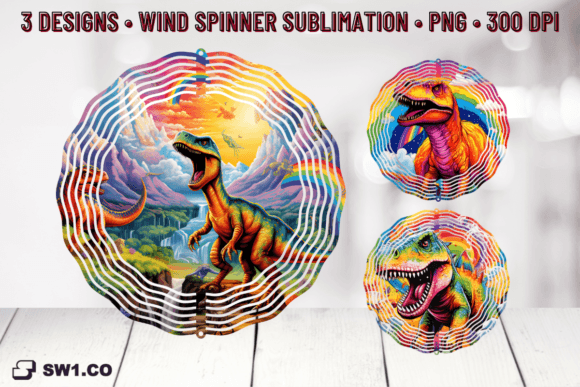 Download Rainbow Dino Wind Spinner Sublimation - Wind spinner Collection