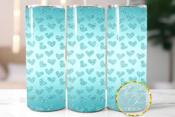 Download Blue Tumbler Wrap Glitter Hearts Design - Hearts design Collection