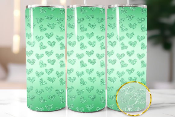 Download Glitter Tumbler Wrap Green Hearts Design - Hearts design Collection