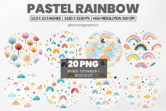 Download Pastel Rainbow Wind Spinner Sublimation - Wind spinner Collection