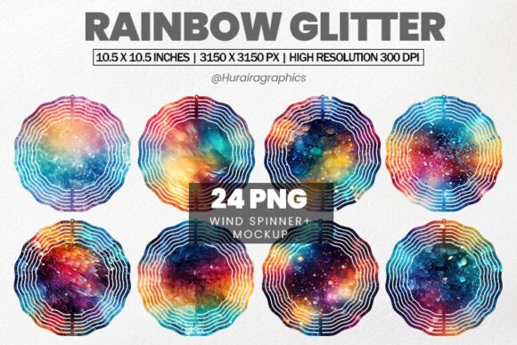 Download Rainbow Glitter Wind Spinner Sublimation - Wind spinner Collection