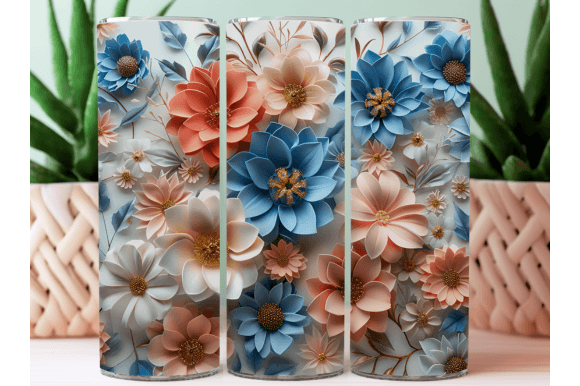 Download 3D Flower Tumbler Wraps Sublimation PNG - 3d flower tumbler Collection