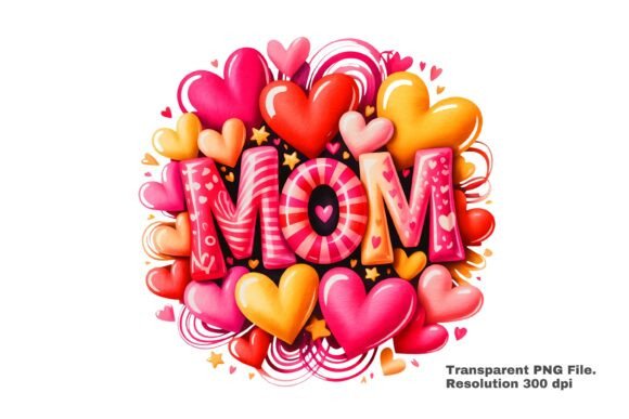 Download Colorful MOM Hearts Design PNG - Hearts design Collection